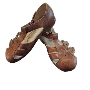 PROPET Women's Brown Leather Closed Toe Adjustable Fit Walking Sandals Shoes